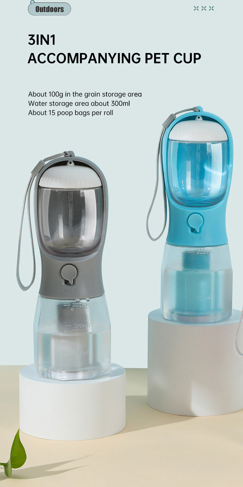 All-in-One Dog Travel Kit — Water, Food & Waste Bags in One Bottle