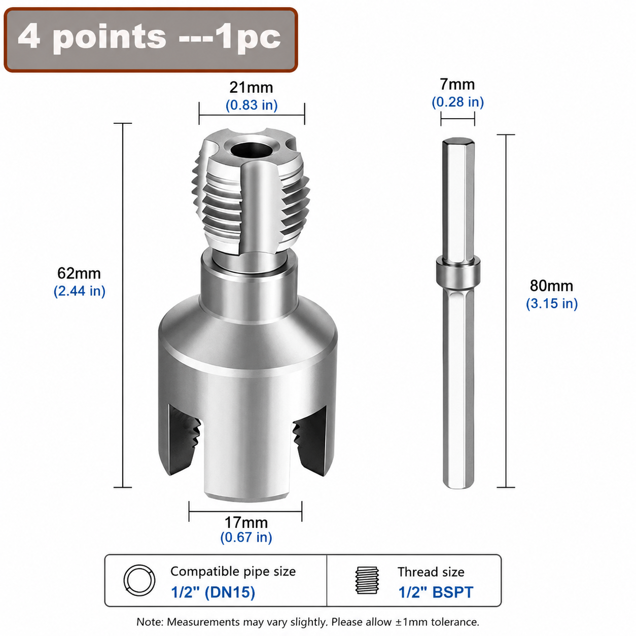 Dual-Function Pipe Threading Tool – Internal & External Threads for Plastic Pipes