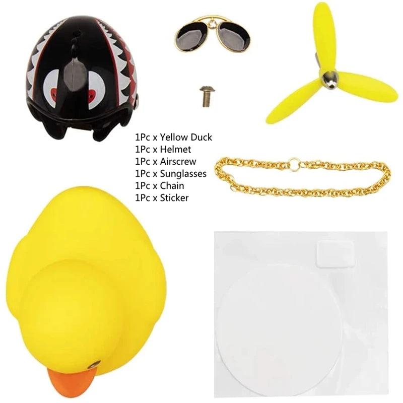 Adorable Yellow Duck Car & Bike Decoration with Helmet, Propeller, and Accessories