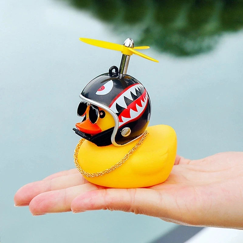 Adorable Yellow Duck Car & Bike Decoration with Helmet, Propeller, and Accessories