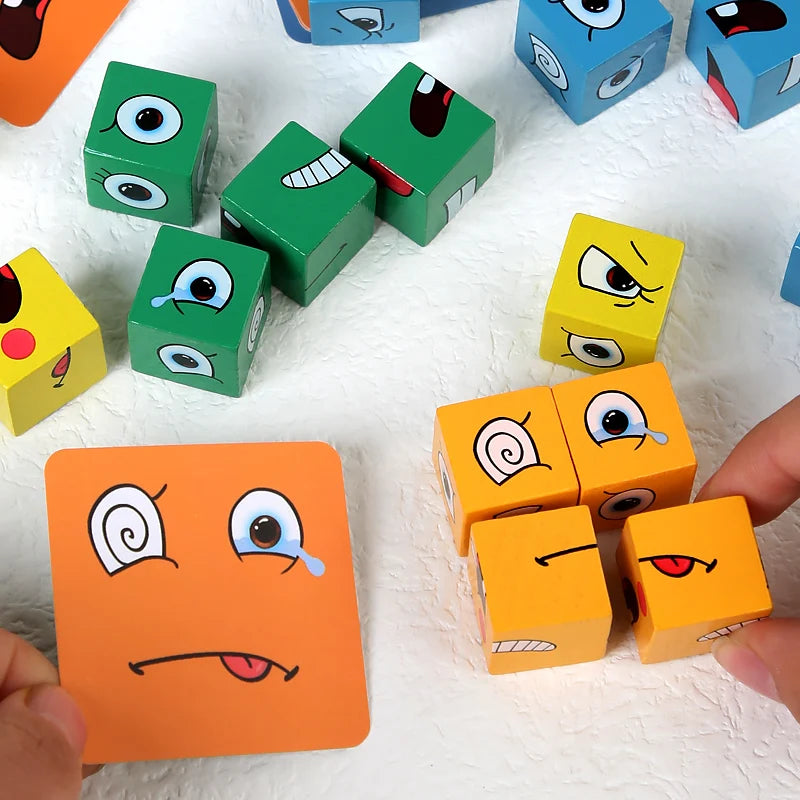 Face Changing Expression Puzzle – Montessori Cube Game for Kids