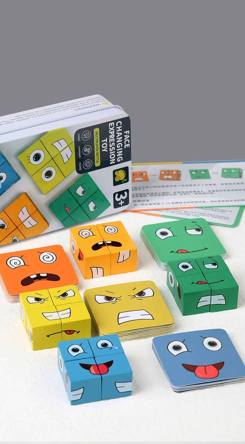 Face Changing Expression Puzzle – Montessori Cube Game for Kids