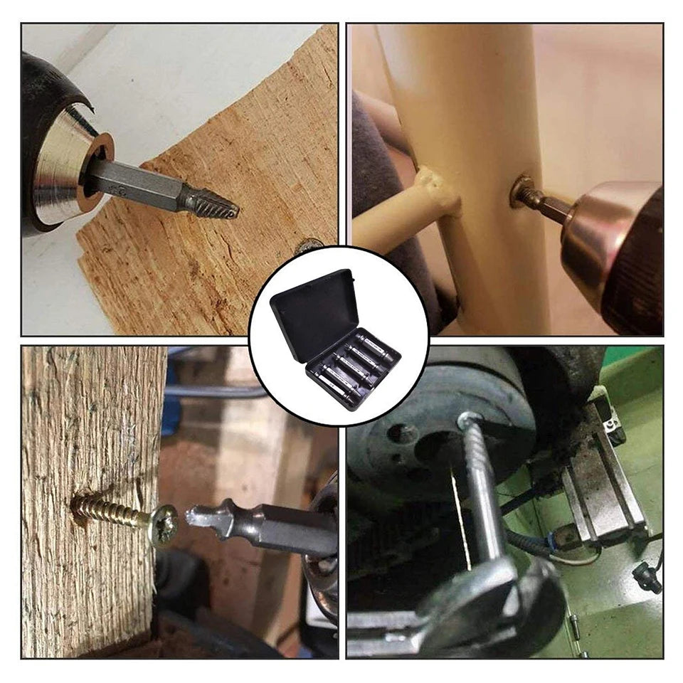 Damaged Screw & Bolt Extractor Set – Dual-Ended Drill Bits for Easy Removal