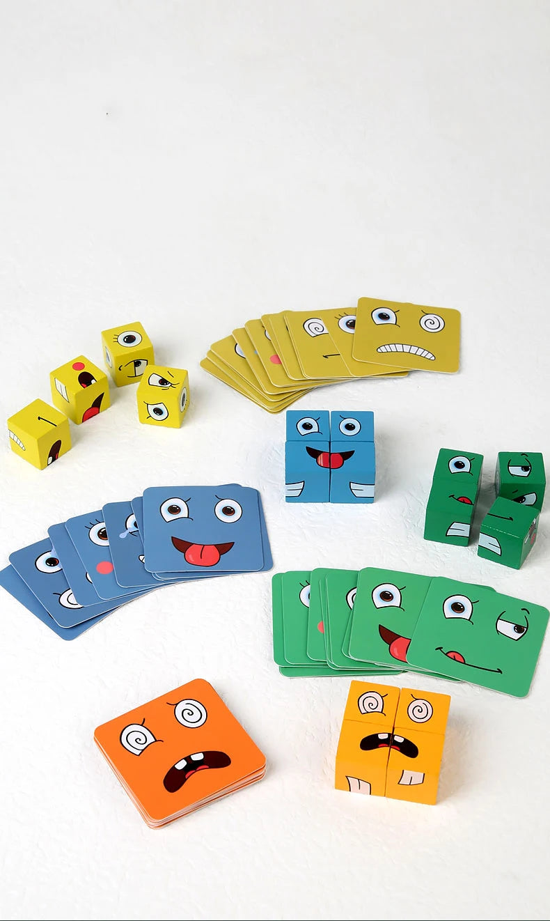 Face Changing Expression Puzzle – Montessori Cube Game for Kids