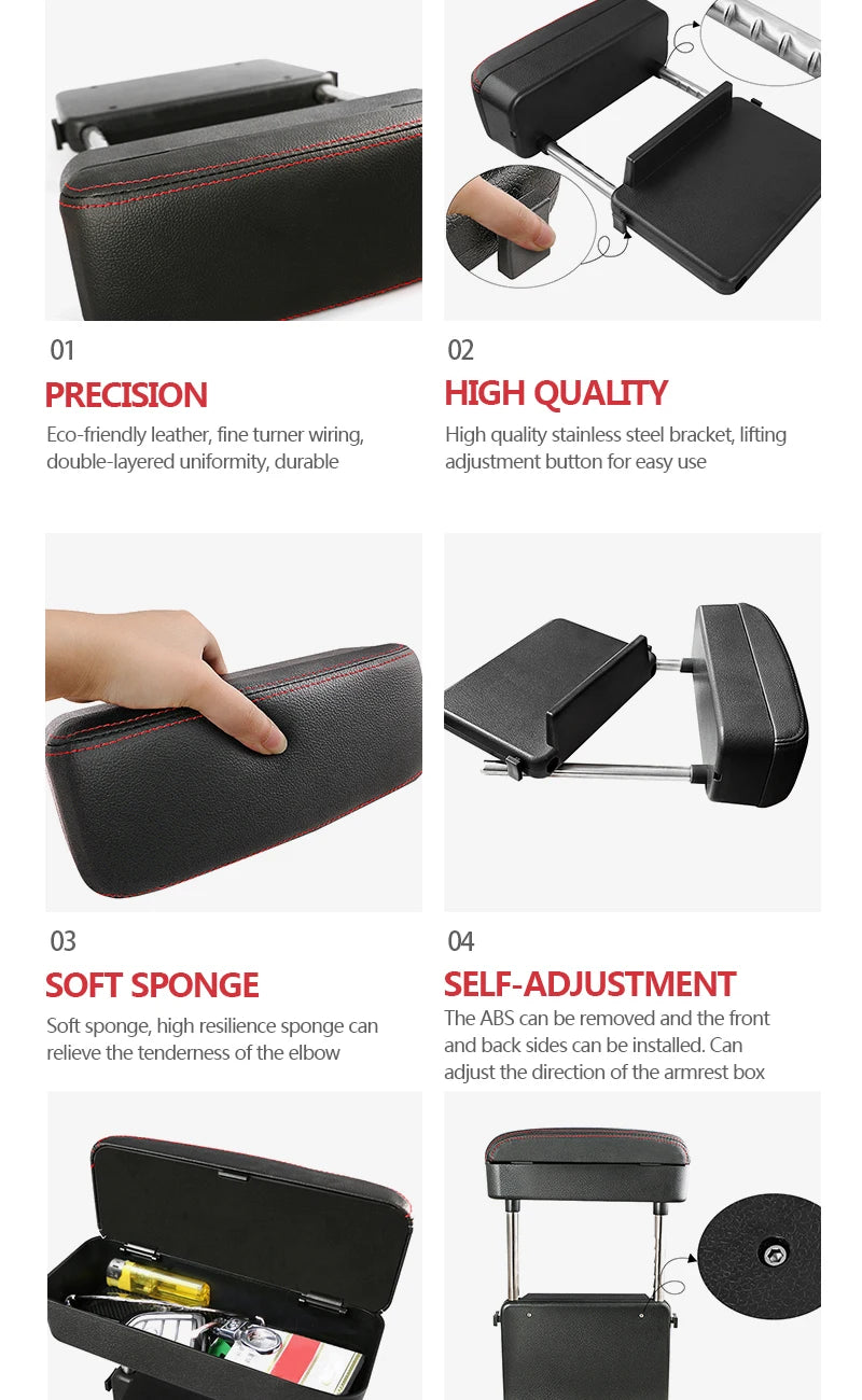 Adjustable Car Armrest with Storage Compartment - Universal Fit for Enhanced Comfort
