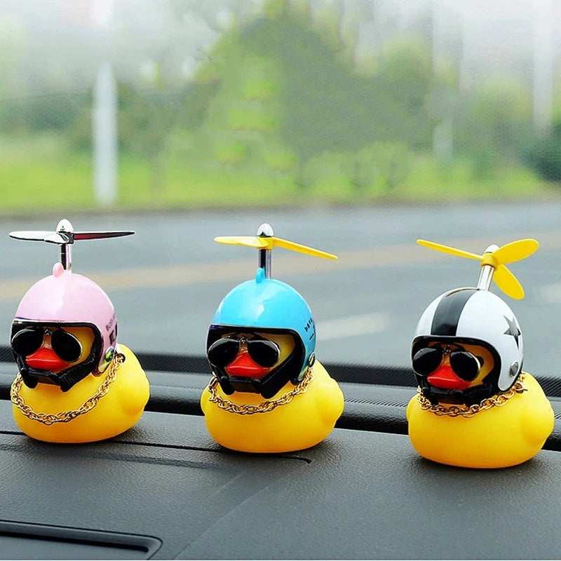 Adorable Yellow Duck Car & Bike Decoration with Helmet, Propeller, and Accessories