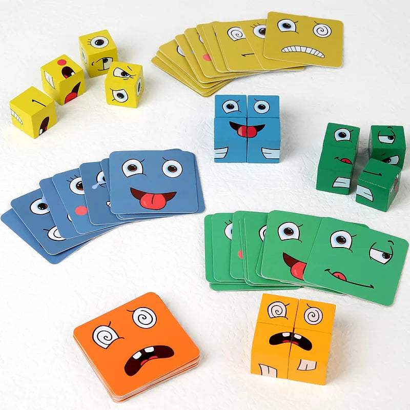Face Changing Expression Puzzle – Montessori Cube Game for Kids