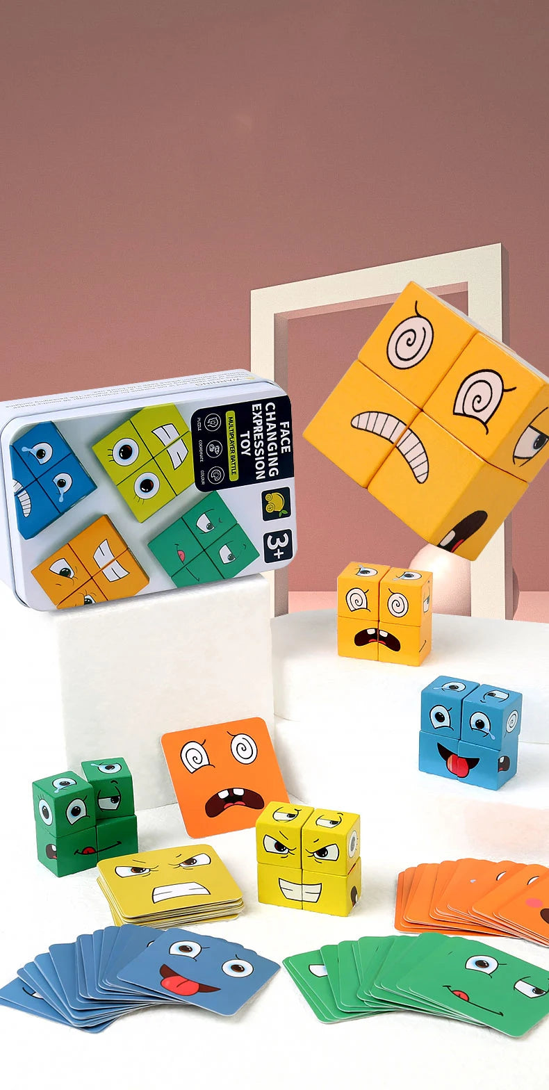 Face Changing Expression Puzzle – Montessori Cube Game for Kids