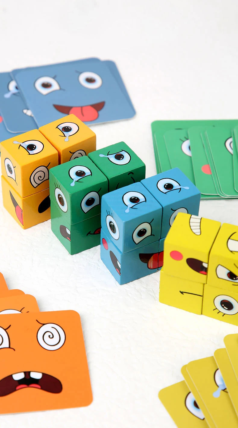 Face Changing Expression Puzzle – Montessori Cube Game for Kids