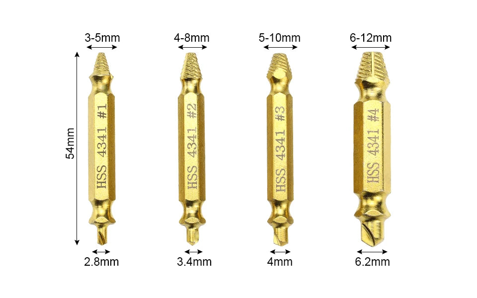 Damaged Screw & Bolt Extractor Set – Dual-Ended Drill Bits for Easy Removal