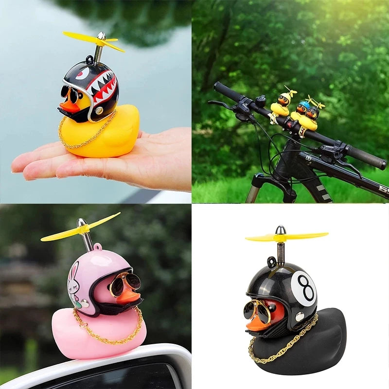 Adorable Yellow Duck Car & Bike Decoration with Helmet, Propeller, and Accessories