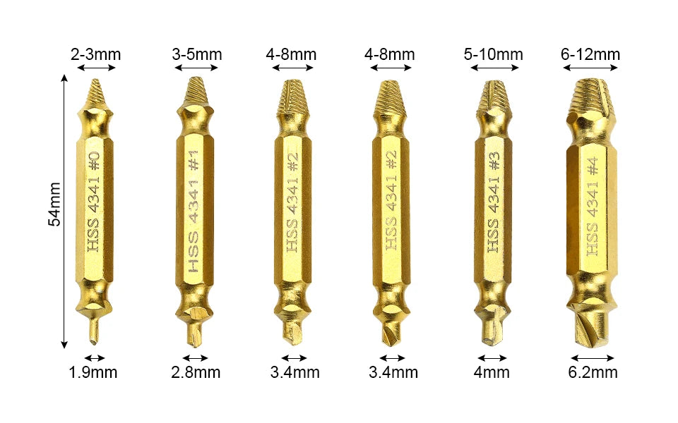 Damaged Screw & Bolt Extractor Set – Dual-Ended Drill Bits for Easy Removal