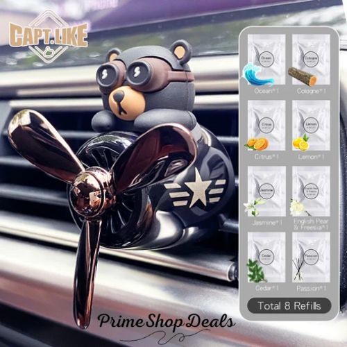 Pilot-Themed Car Air Freshener with Propeller Fan Clip