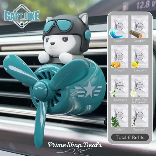 Pilot-Themed Car Air Freshener with Propeller Fan Clip