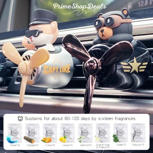 Pilot-Themed Car Air Freshener with Propeller Fan Clip