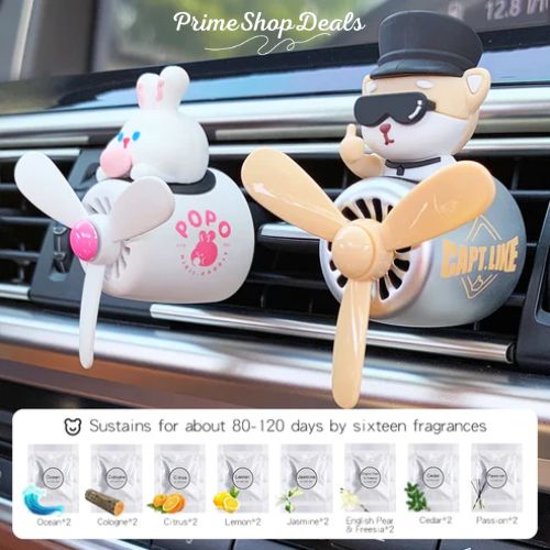 Pilot-Themed Car Air Freshener with Propeller Fan Clip