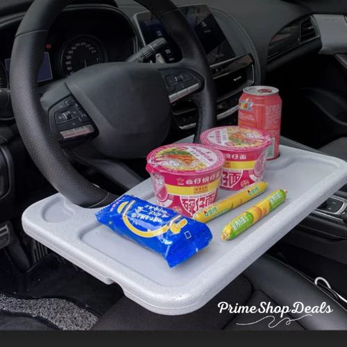Portable Car Steering Wheel Tray for Laptop, Dining, and Drinks