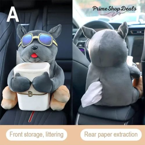 2-in-1 Plush Car Tissue Holder & Trash Can