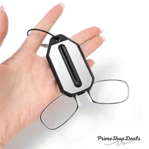 Portable Folding Nose Clip Reading Glasses with Keychain