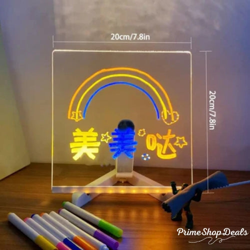 LED Acrylic Message Board with Night Light & Colorful Pens