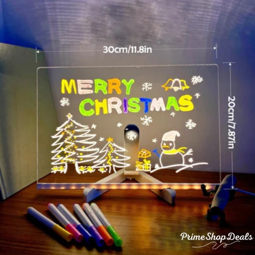 LED Acrylic Message Board with Night Light & Colorful Pens