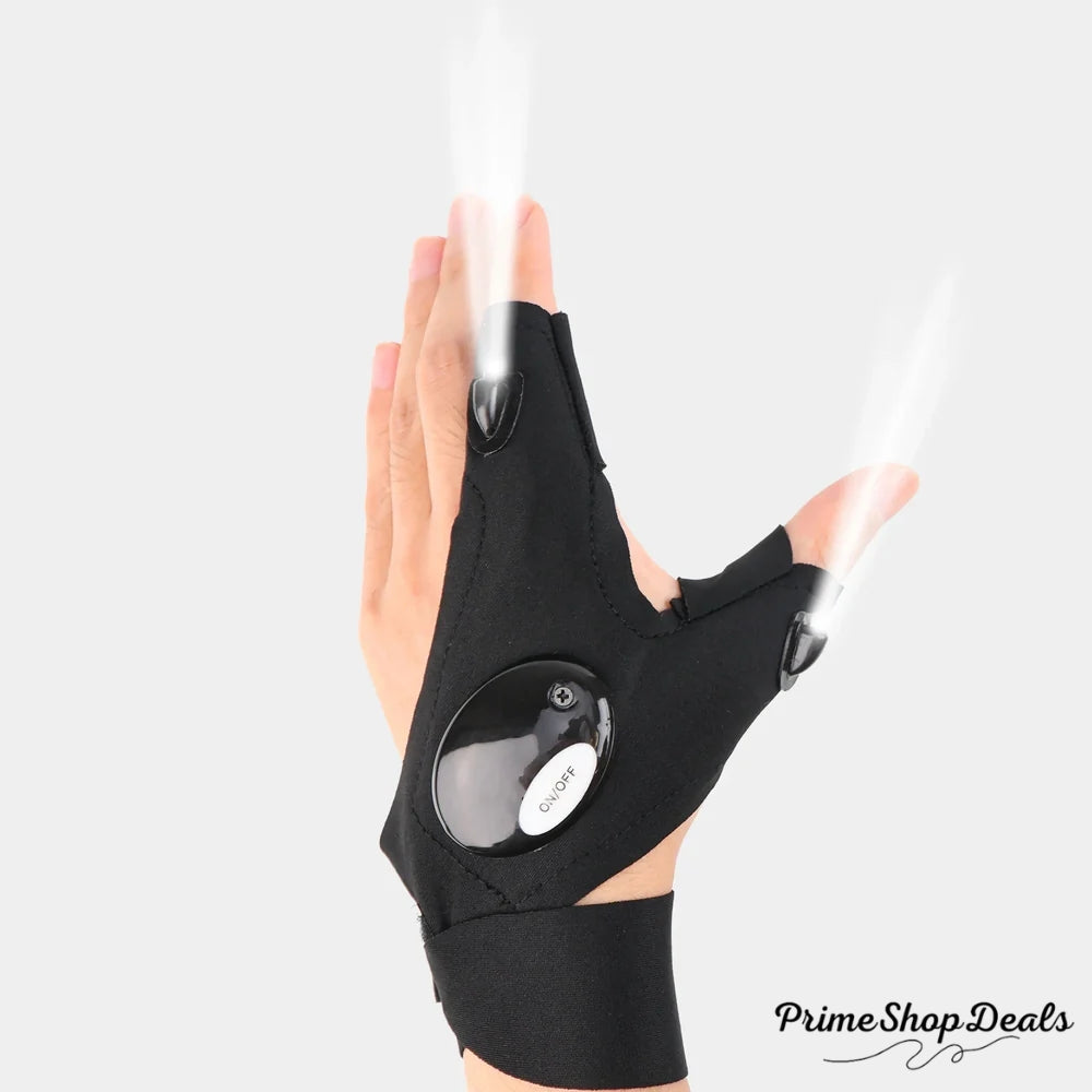 LED Waterproof Half Finger Gloves with Flashlight – Perfect for Outdoor Activities