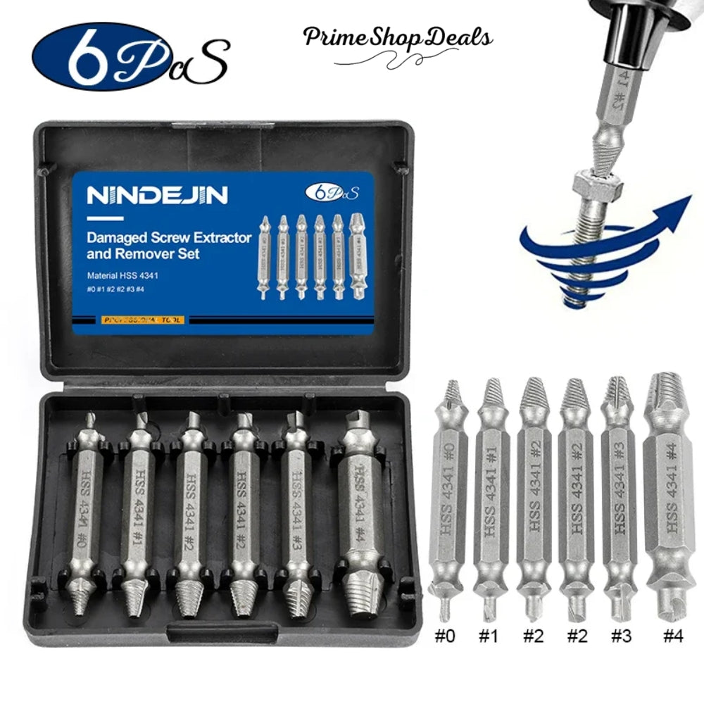 Damaged Screw & Bolt Extractor Set – Dual-Ended Drill Bits for Easy Removal