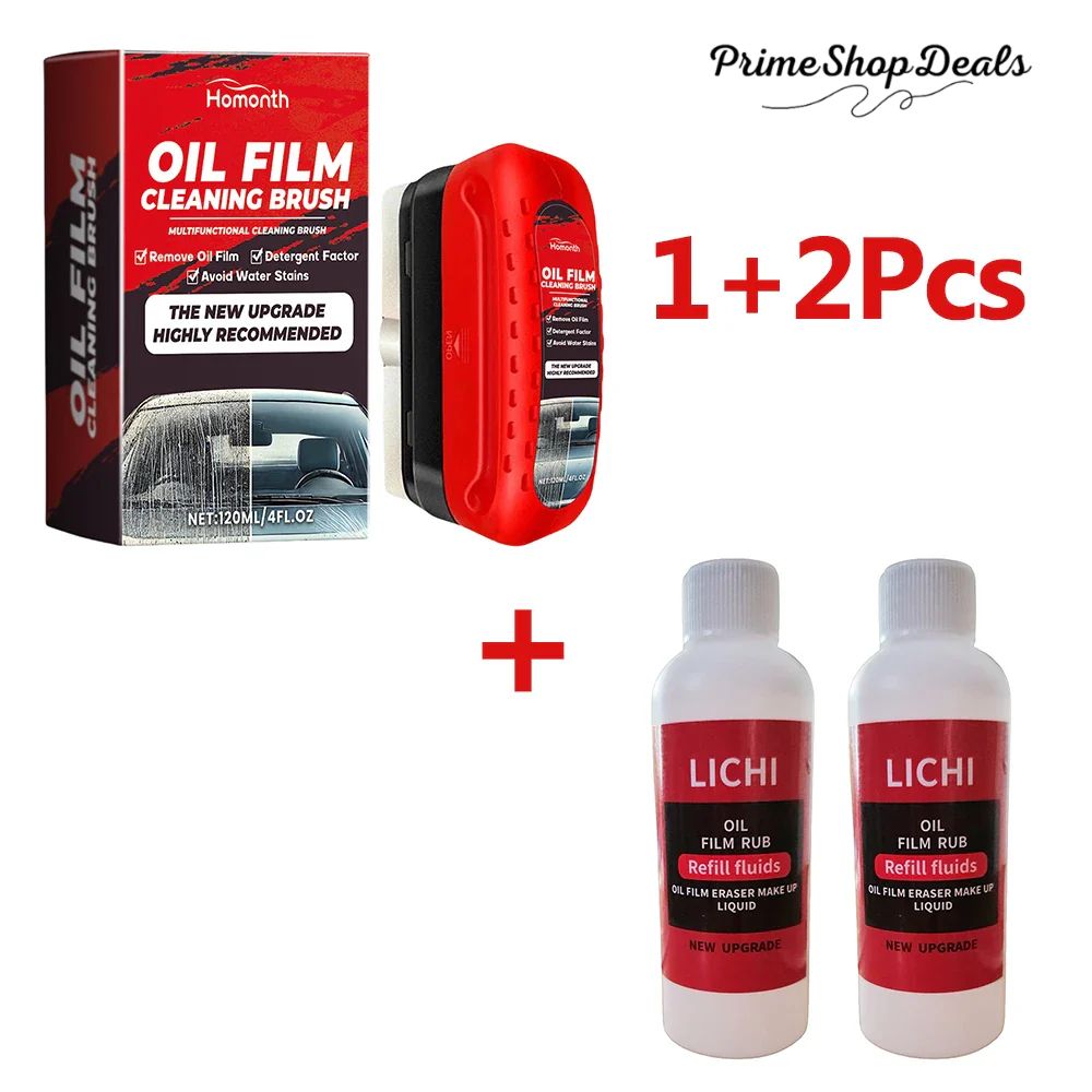 Car Windshield Oil Film Remover – Powerful Glass Cleaner with Sponge Brush