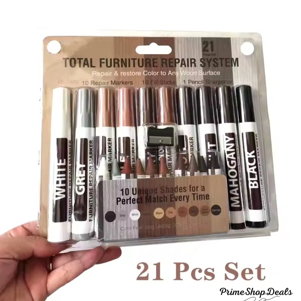 Furniture Repair Marker & Wax Stick Set – Easily Fix Scratches & Scuffs