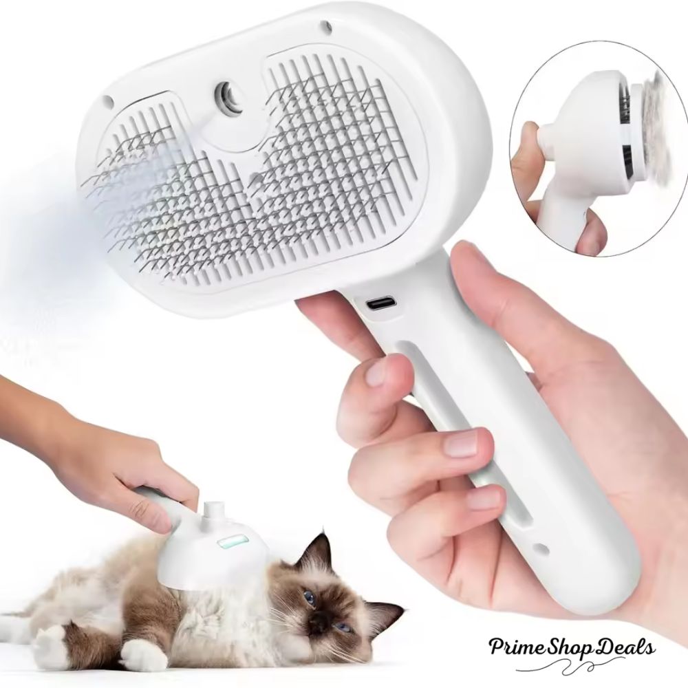 Pet Grooming Mist Comb – Self-Cleaning Dematting Brush with Built-in Humidifier