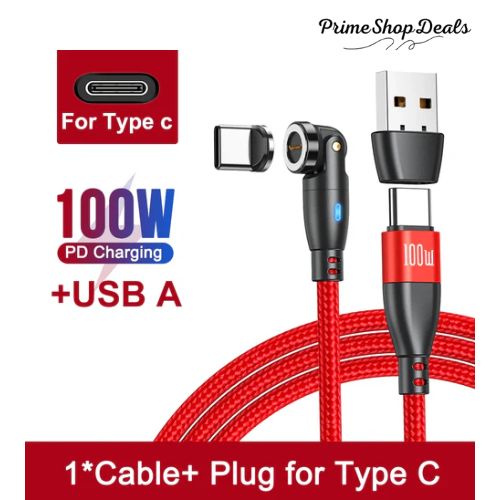 100W Magnetic USB Type-C Fast Charging 3-in-1 Cable