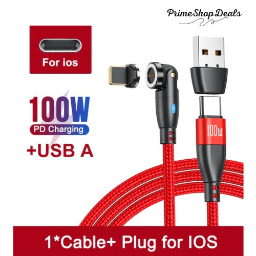 100W Magnetic USB Type-C Fast Charging 3-in-1 Cable
