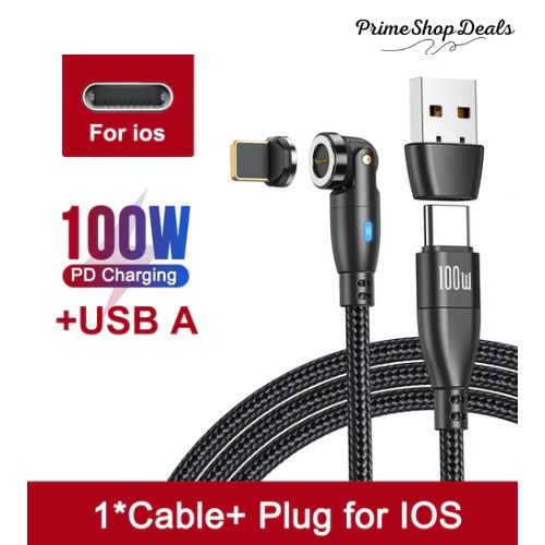 100W Magnetic USB Type-C Fast Charging 3-in-1 Cable
