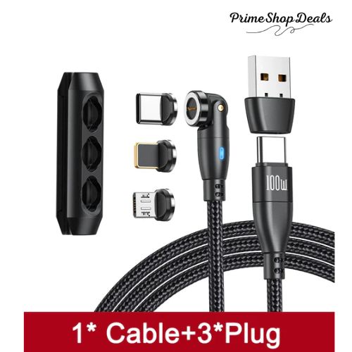 100W Magnetic USB Type-C Fast Charging 3-in-1 Cable