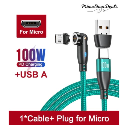100W Magnetic USB Type-C Fast Charging 3-in-1 Cable