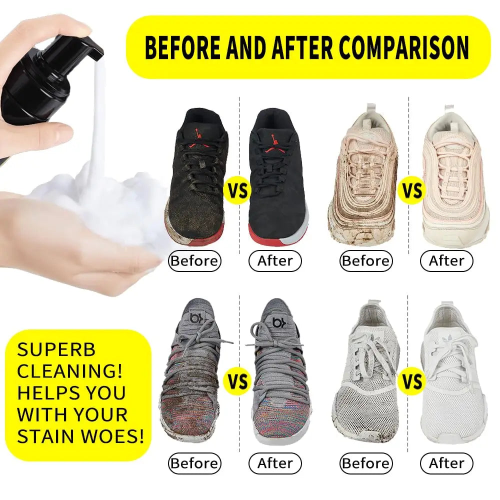 All-in-One Sneaker Cleaning Kit – Foam Cleaner, Brush & Cloth