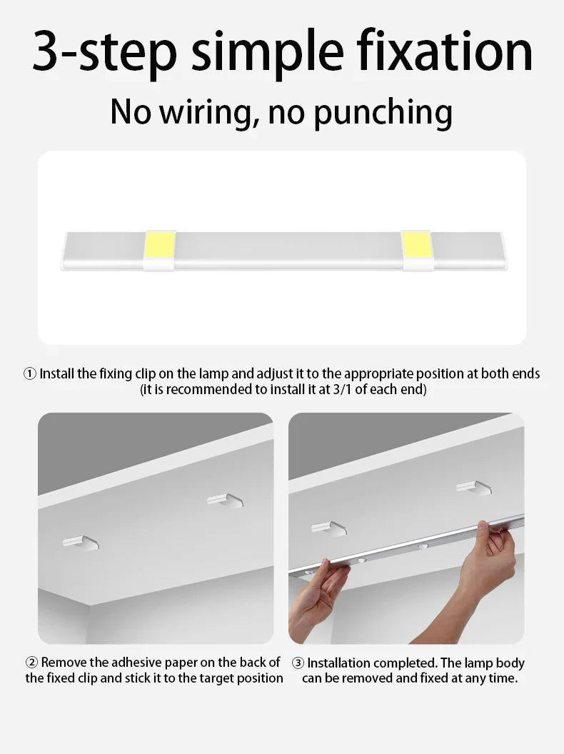 Rechargeable Motion Sensor LED Cabinet Light – Sleek Design with Adjustable Brightness