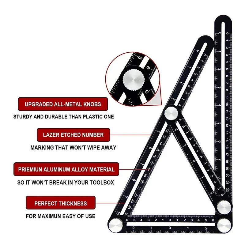6-Fold Multi-Angle Measuring Ruler & Tile Hole Locator Tool Set