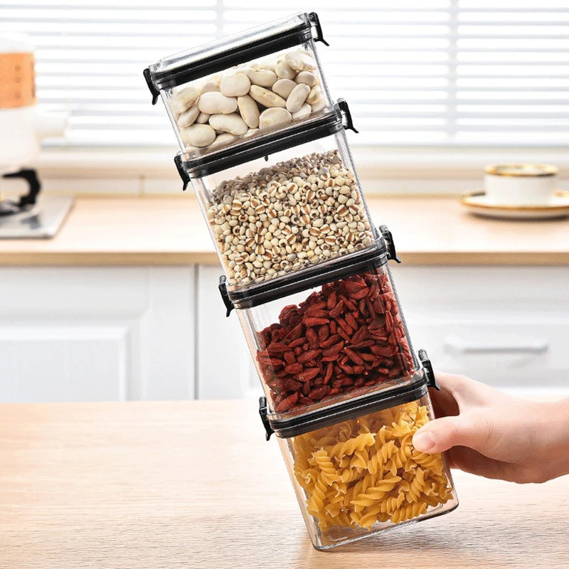 Airtight Kitchen Grain Storage Jars – Moisture-Proof Organizer Set