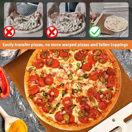 Premium Sliding Pizza Peel with Detachable Wooden Handle