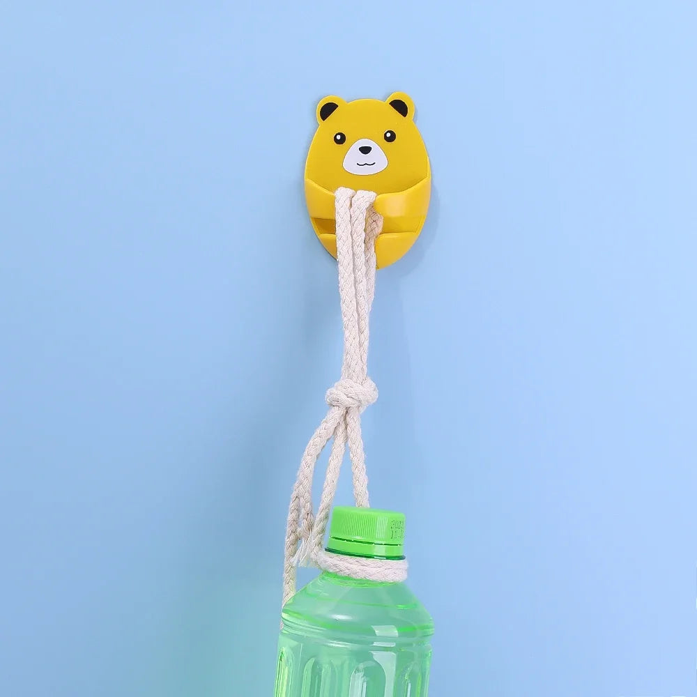 Bear-Shaped Self-Adhesive Wall Hooks - Set of 1 or 4