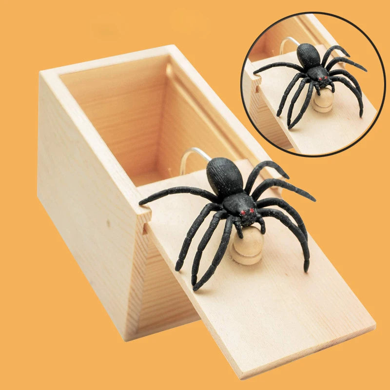 Wooden Spider Prank Box – Hilarious Trick Toy for Scares and Laughs
