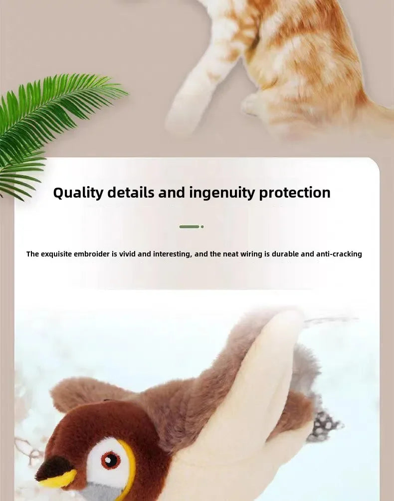 Interactive Chirping Bird Cat Toy – Touch-Activated & Rechargeable