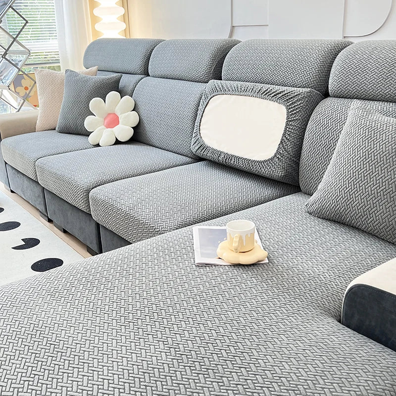 Stretch Jacquard Sofa Cover – Soft, Snug, and Stylish Protection