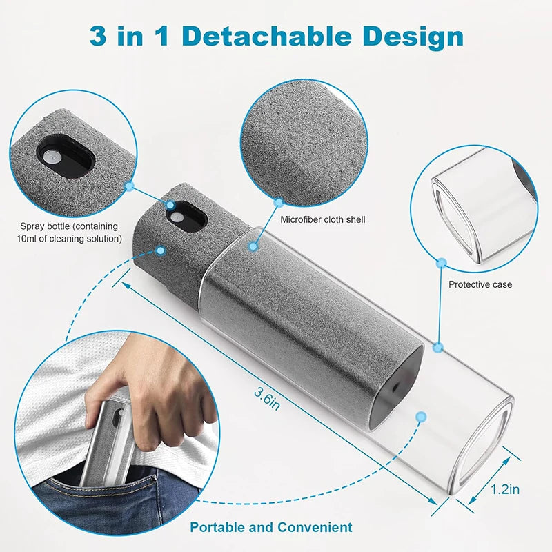 3-in-1 Portable Screen Cleaning Spray with Microfiber Cloth