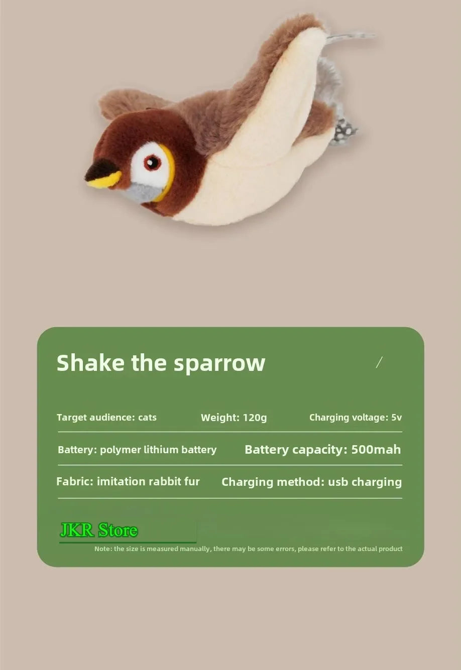 Interactive Chirping Bird Cat Toy – Touch-Activated & Rechargeable