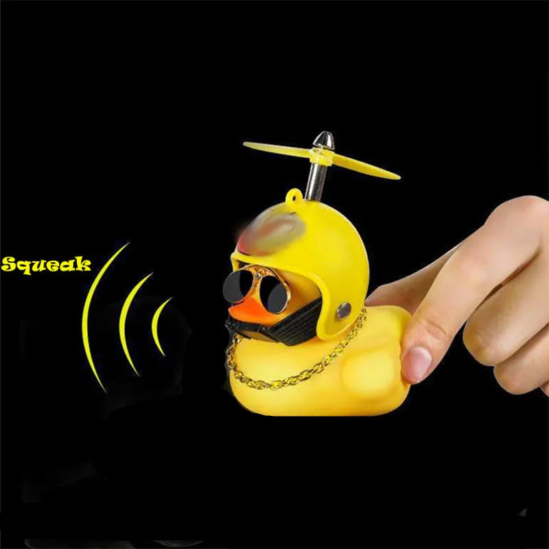 Adorable Yellow Duck Car & Bike Decoration with Helmet, Propeller, and Accessories