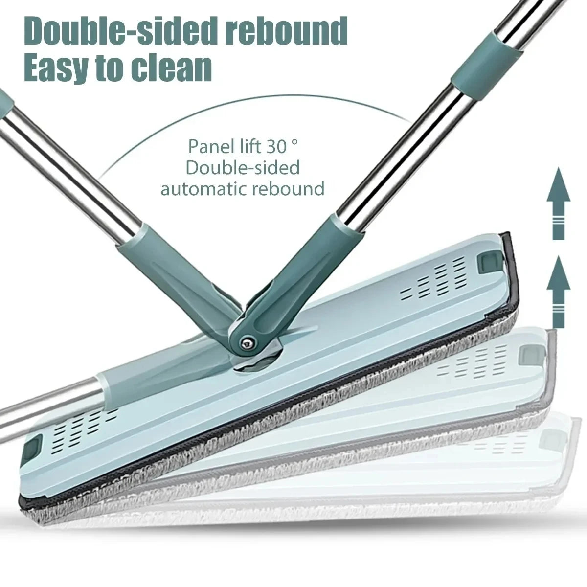 Hands-Free Flat Squeeze Mop & Bucket Set with Reusable Microfiber Pads