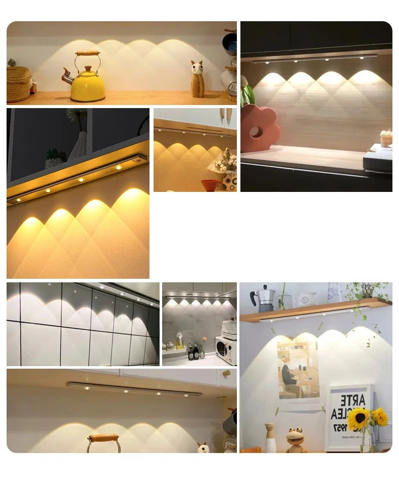 Rechargeable Motion Sensor LED Cabinet Light – Sleek Design with Adjustable Brightness