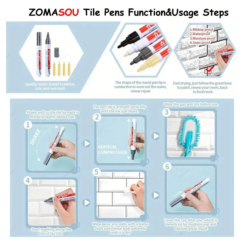 Waterproof Tile Grout Repair Marker – Seam & Gap Refinishing Pen